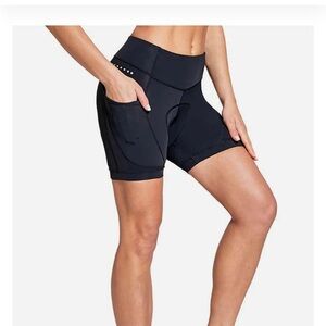 Baleaf Black High-Waist Bike Shorts with Side Pockets and padding new with tags